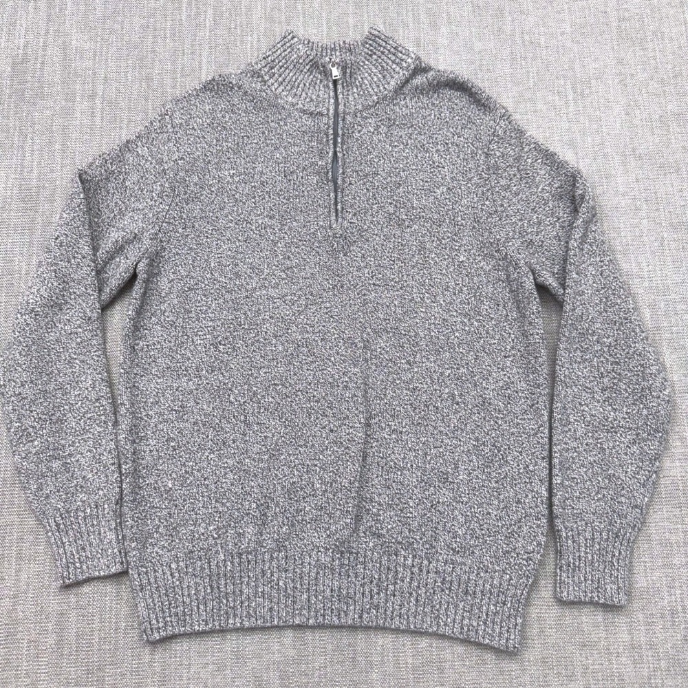 Calvin Klein Mens Grey Marled 100% Cotton Quarter Zip Pullover Sweater Medium